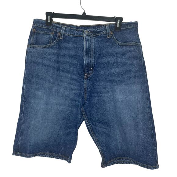 Levi’s 569 Denim Shorts 36 Relaxed Fit 11" Distressed Blue Jean Vintage Jorts - Picture 1 of 5